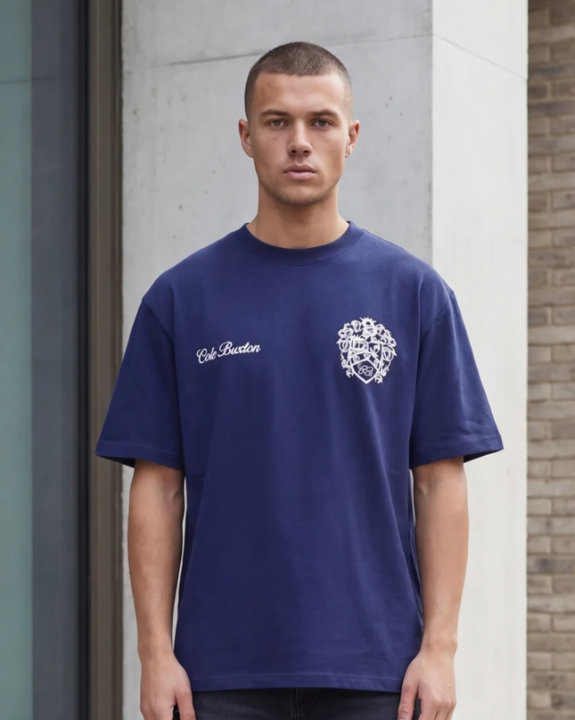 חולצה קצרה באקסטון כחול נאבי